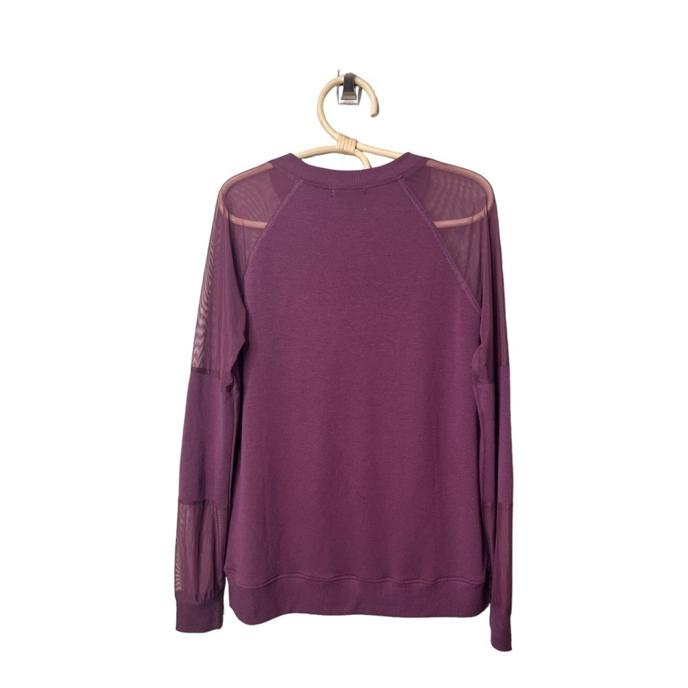 Fitz + Eddie Maroon Sheer Sleeves Shoulder Lightweight Crew Sweatshirt Athletic - Picture 6 of 13